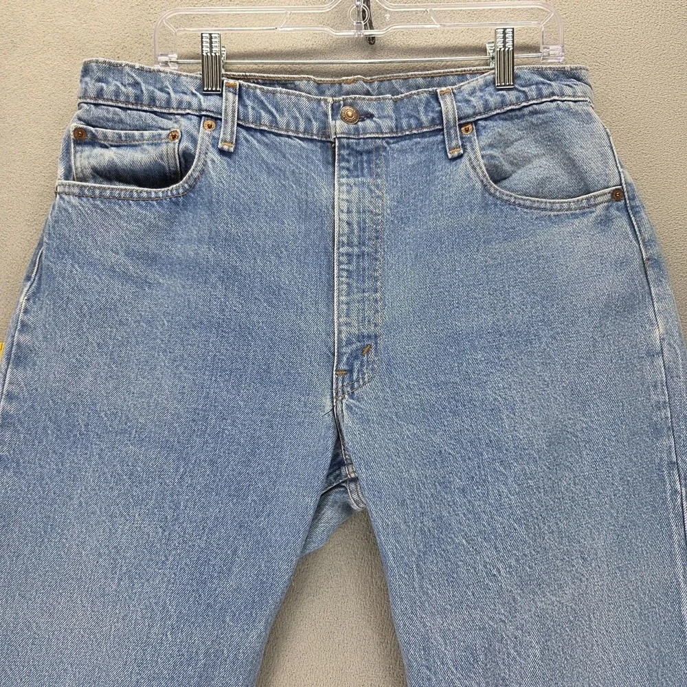Vintage Levis 505 Jeans Mens Blue Straight Zip Fly USA Altered Hem Fits 34x26